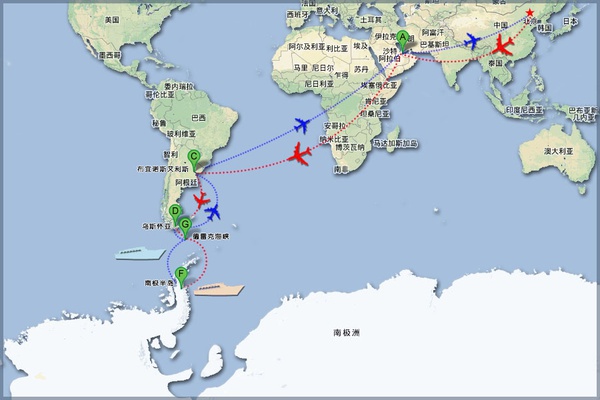 正常情況下的南極旅游出行線路。國(guó)內(nèi)段除北京外，上海、廣州、成都等都是常用的出發(fā)地。不一定非要北京出發(fā)。